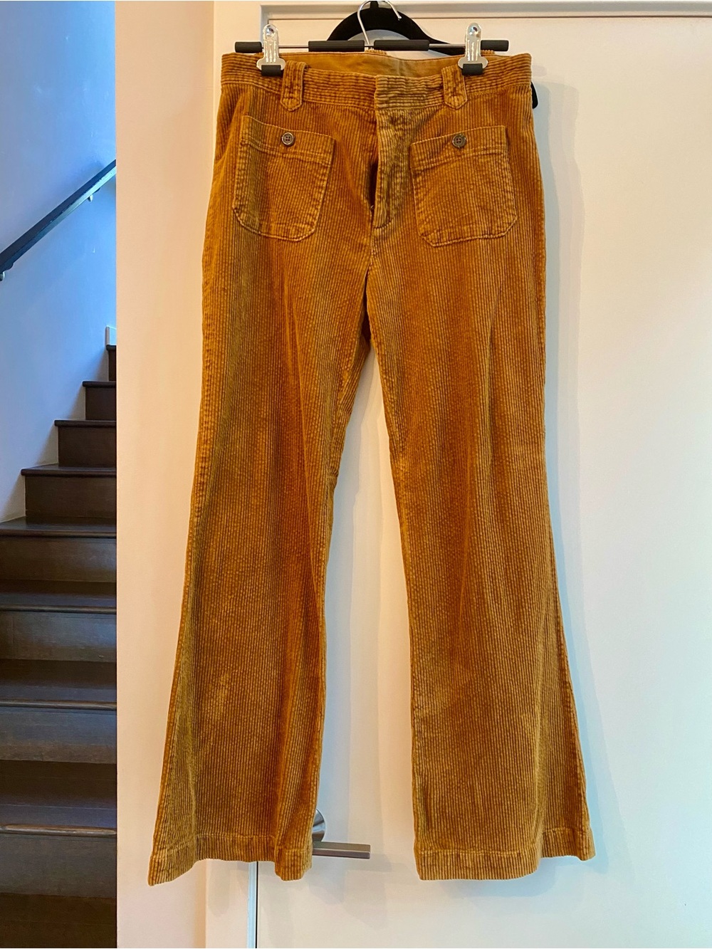 Free People Corduroy Straight Leg Pants in Mustard